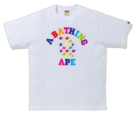 BAPE Sta Pattern College Tee White Rainbow