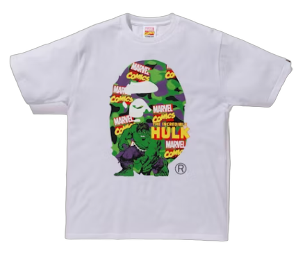 BAPE x Marvel Comics Camo The Hulk Tee White