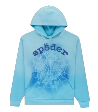 Sp5der OG Web V2 Spray Hoodie Light Blue