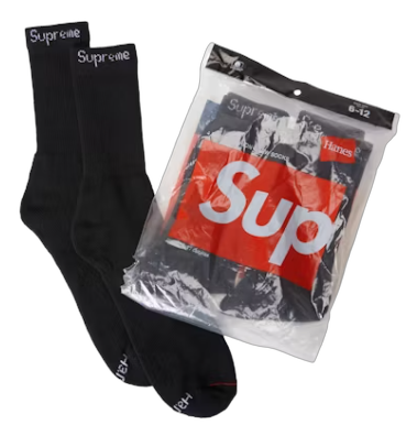 Supreme Hanes Socks (4 Pack) Black