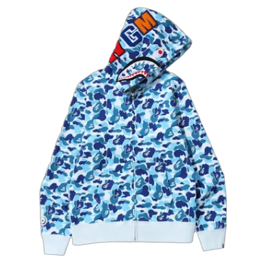 BAPE ABC Camo Shark Full Zip Hoodie Blue