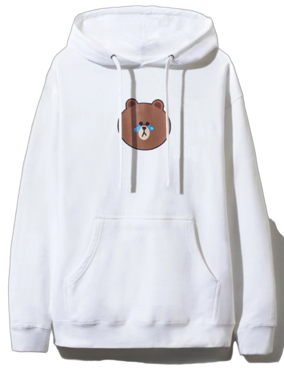 Anti Social Social Club x Line Friends Brown Bear White Hoodie