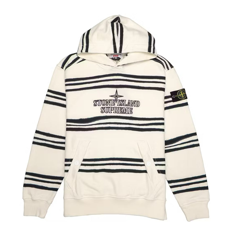 Supreme Stone Island Warp Stripe Hoodie White
