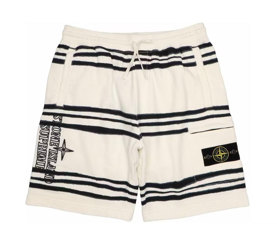 Supreme Stone Island Warp Stripe Shorts White