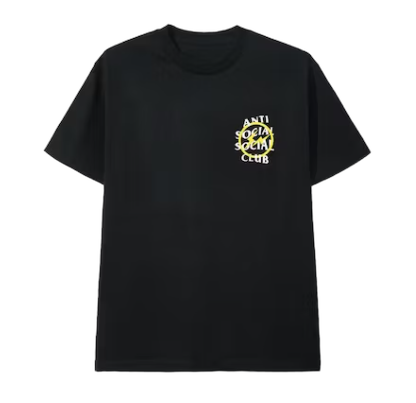 Anti Social Social Club x Fragment Yellow Bolt Tee Black