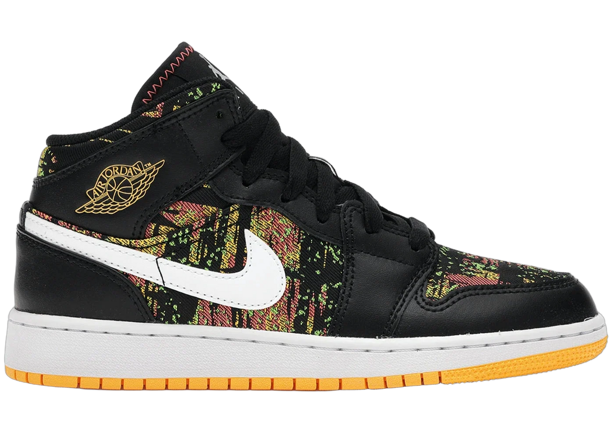 Jordan 1 Mid Black Laser Orange Bright Melon
