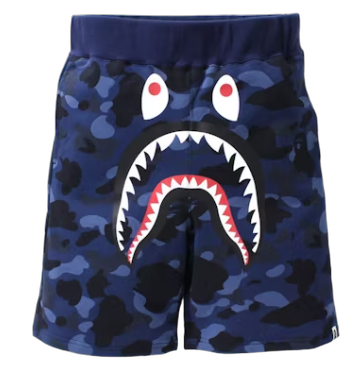 BAPE Color Camo Shark Sweat Shorts (SS21) Navy