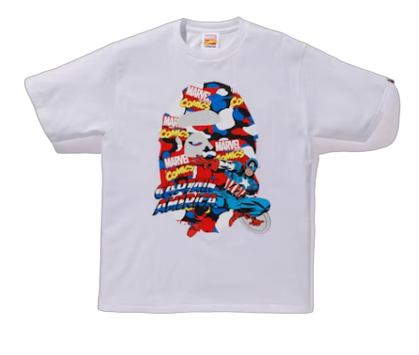 BAPE x Marvel Comics Camo Captain America Tee White (2021)