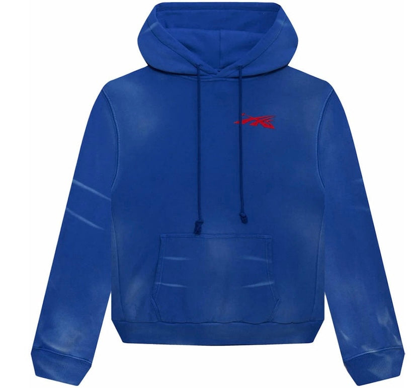 Hell Star Hoodie Blue Red Logo