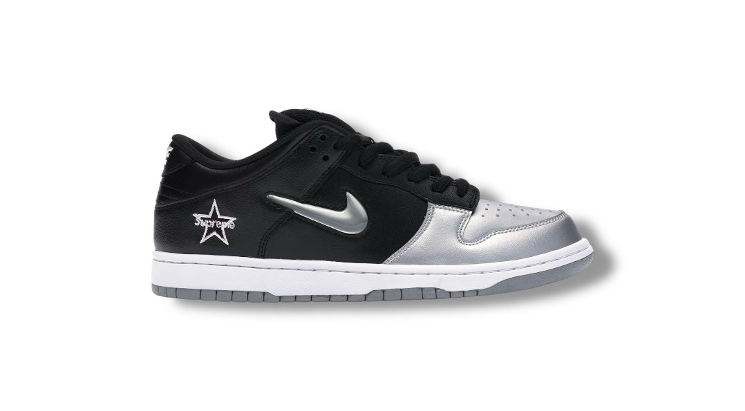 Nike SB Dunk Low "Supreme Jewel Swoosh Silver"