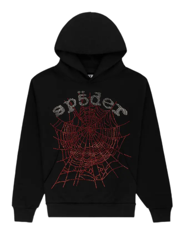 Sp5der Rhinestone Og Web V2 Hoodie 'Black'