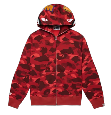BAPE Color Camo Shark Full Zip Hoodie Red