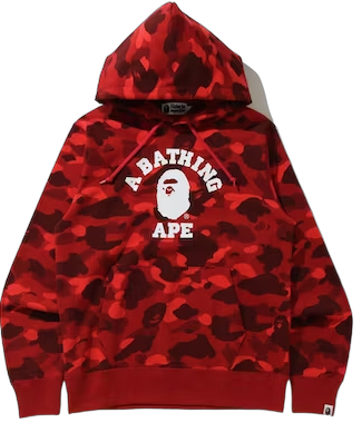 BAPE Color Camo College Pullover Hoodie (SS21) Red